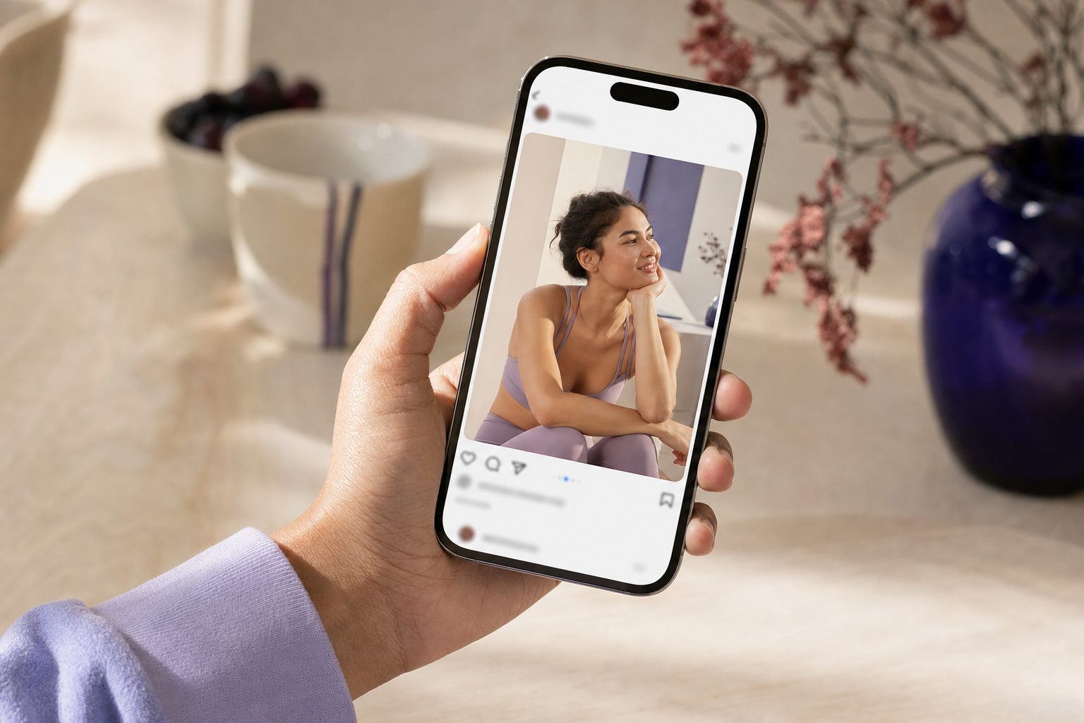 Mobiltelefon med influencer-innhold der reklamemerkingen er tydelig synlig øverst i innlegget